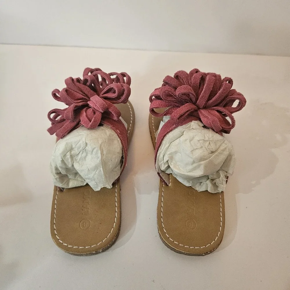 L'Amour Girls Flower Thong Sandal Suede Sz 8 NIB Pink Coquette Core Princess